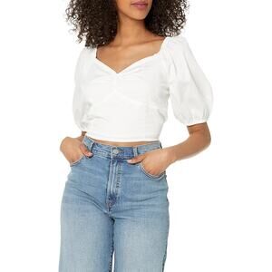 The Drop Womens Med Annie Sweetheart Neckline Puff-Sleeve Smocked Back Top NWT